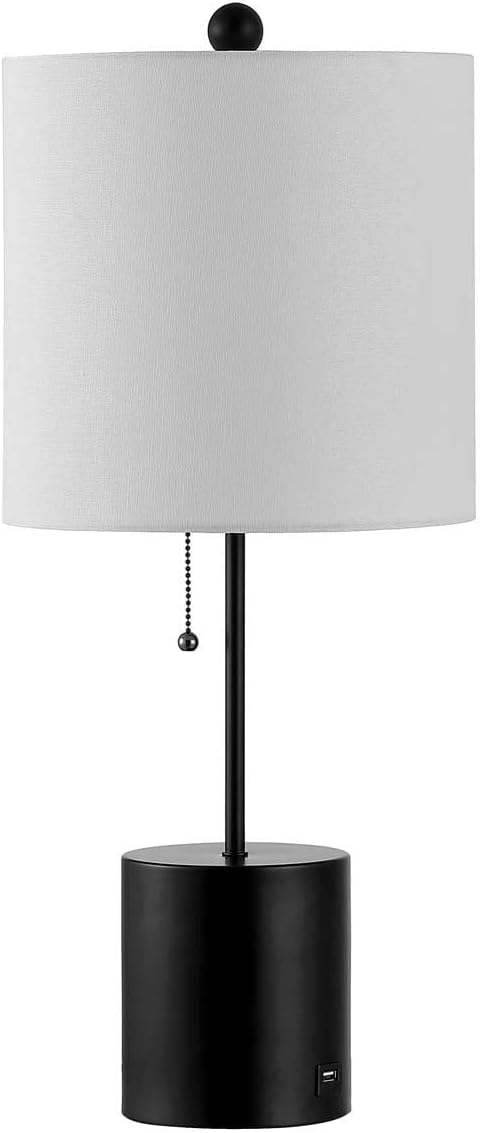 SAFAVIEH Lighting Collection Dalra Modern Black 25-inch USB Charging Port Bedroom Living Room Home Office Desk Nightstand Table Lamp (LED Bulb Included)