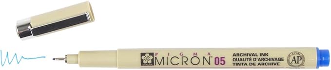 SAKURA PIGMA MICRON 05 FINELINER PEN, 0.45MM LINE WIDTH, PACK OF 2 (Blue)
