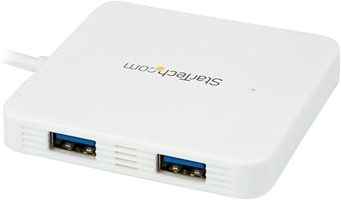StarTech.com USB C Hub – Powered – White – 3 Port USB-C to USB-A (3X) and GbE RJ45 (1x) – USB to Ethernet – USB Port Expander (HB30C3APDW)