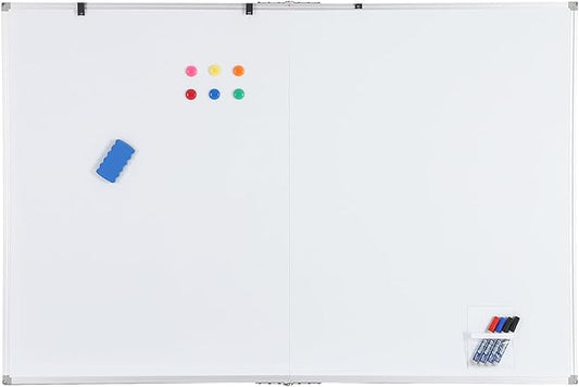 Magnetic Whiteboard 60x40 Inch - Large Dry Erase Board for Wall with Aluminum Frame & Deep Pen Tray - Smooth Writing Surface for Office, Classroom, Home & Conference Room