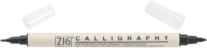 Zig Memory System Calligraphy Dual Tip Marker, Carded, Pure Black
