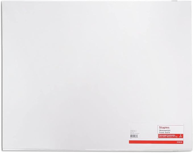 Staples Poster Board, 22" x 28", White, 20/Carton - Display Boards for School & Office Projects