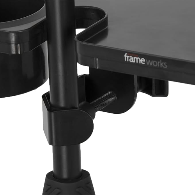 Gator Frameworks Microphone Stand Accessory Tray with Drink Holder and Guitar Pick Tab, 12" x 7" (GFW-MIC-ACCTRAY)