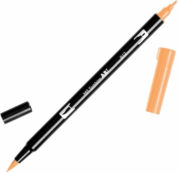 Tombow 56606 Dual Brush Pen Art Marker, 912 - Pale Cherry, 1-Pack. Blendable, Brush and Fine Tip Marker