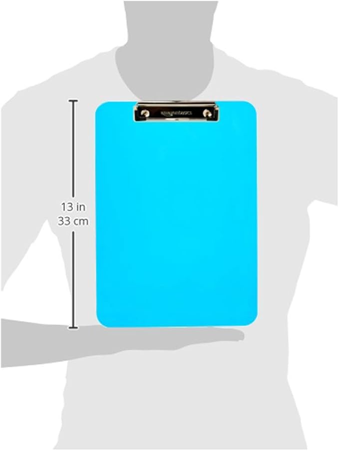 Amazon Basics Colorful, Sturdy, Lightweight Plastic Clipboards, Letter Size, Assorted Colors, Pack of 6