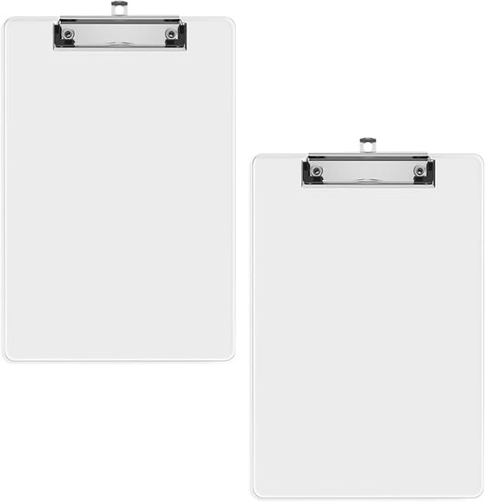 2 Pack Small Clipboards, A5 Plastic Mini Clear Clip Board for Classroom, Students, Kid, Size 6" x 9" with Low Profile Clip, Office & School Supply