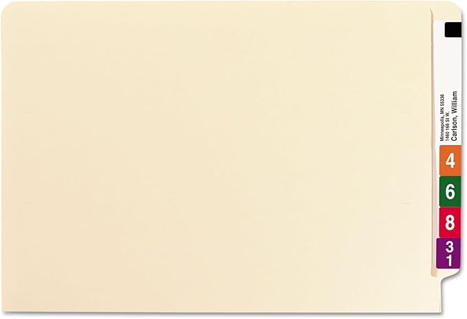 Smead End Tab File Folder, Shelf-Master Reinforced Straight-Cut Tab, Legal Size, Manila, 100 per Box (27110)