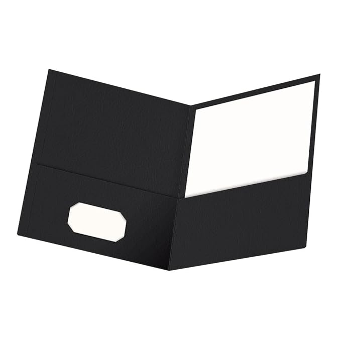 Oxford Twin-Pocket Folders, Textured Paper, Letter Size, Black, Holds 100 Sheets, Box of 25 (57506EE), 8-1/2 x 11