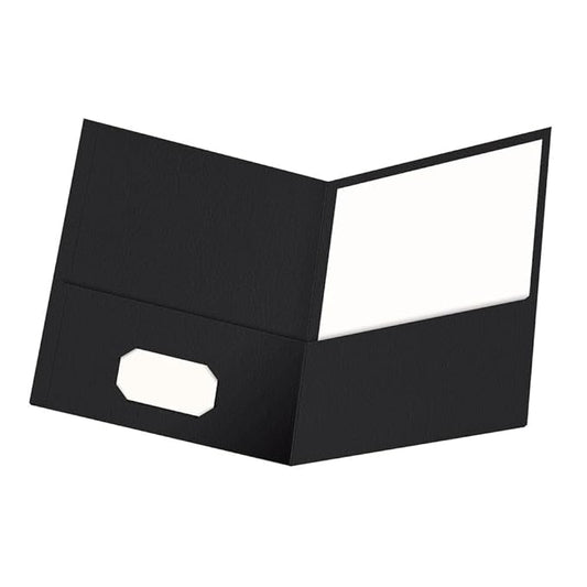 Oxford Twin-Pocket Folders, Textured Paper, Letter Size, Black, Holds 100 Sheets, Box of 25 (57506EE), 8-1/2 x 11
