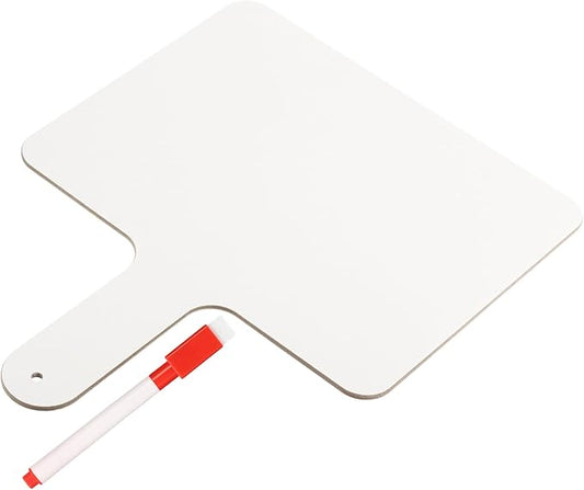 PATIKIL Dry Erase Answer Paddle, 10" x 8" Double Sided Handheld Whiteboard Wooden Auction Paddles for Writing Practice at Home Office Study, White