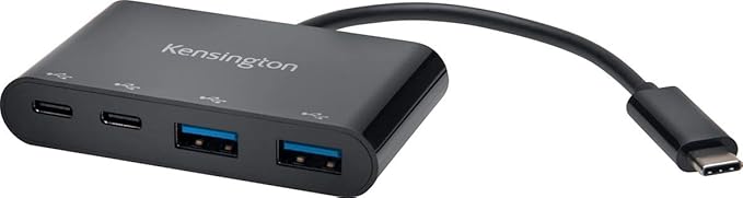 Kensington USB-C 4-Port Hub, Transfer speeds up to 5Gbps - Plug and Play Installation, Dell, Windows, MacBook USB Adaptor