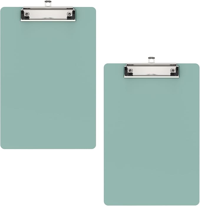 2 Pack Small Clipboards, A5 Plastic Mini Deep Green Clip Board for Classroom, Students, Kid, Size 6" x 9" with Low Profile Clip, Office & School Supply
