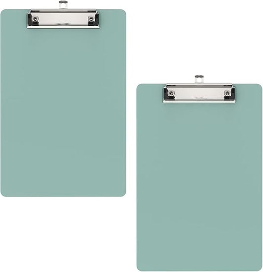 2 Pack Small Clipboards, A5 Plastic Mini Deep Green Clip Board for Classroom, Students, Kid, Size 6" x 9" with Low Profile Clip, Office & School Supply