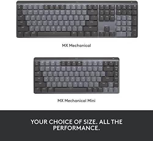 Logitech MX Mechanical Mini Wireless Illuminated Keyboard, Clicky Switches, Backlit, Bluetooth, USB-C, macOS, Windows, Linux, iOS, Android, Metal