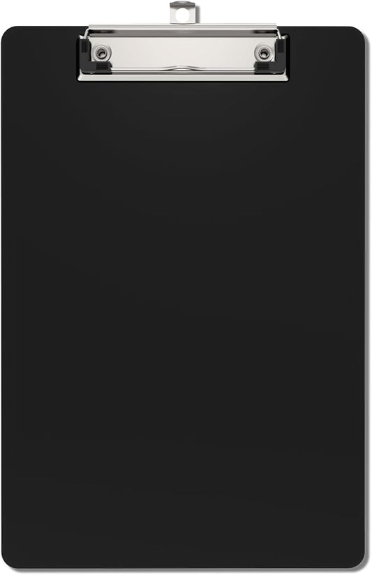 Small Clipboards, A5 Plastic Mini Black Clip Board for Classroom, Students, Kid, Size 6" x 9" with Low Profile Clip, Office & School Supply