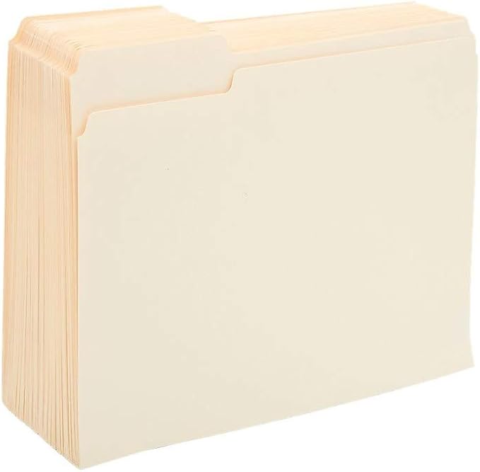 Staples 1/3‑Cut Left‑Tab File Folders, Letter Size, Manila, Durable Paper Stock, 100/Box