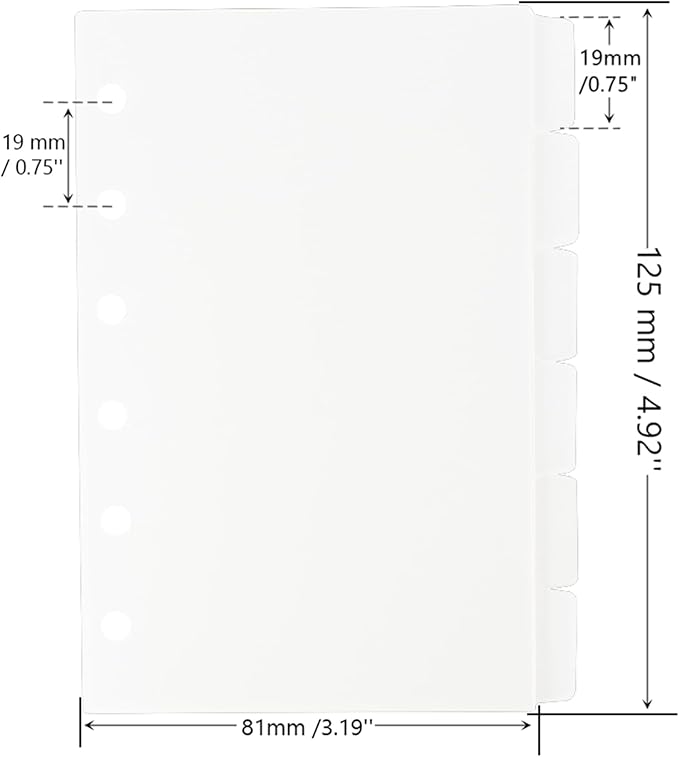 2 Pack A7 Binder Dividers 6 Tabs Clear Plastic Binder Index Tabs Planner Divider for Round Ring Binder Sheet Protector (Total 12 Dividers)