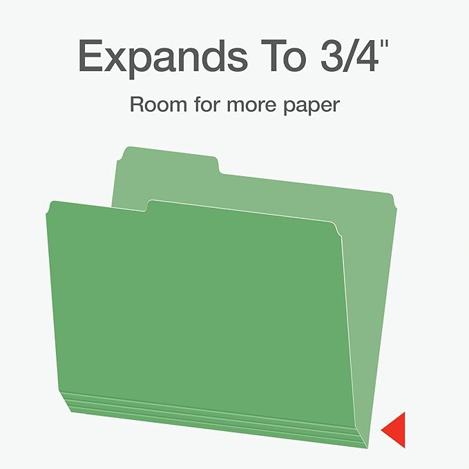 Pendaflex Heavy Duty File Folders, 50 Pack, Letter Size (8.5" x 11"), 3 Tabs, Extra Durable Paper, 5 Assorted Colors, Color-Coding for School, Office & Home Document Organization