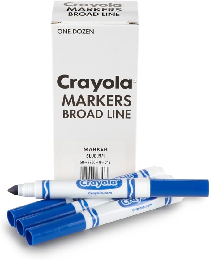 Crayola 12 Count Washable Bulk Markers, Blue