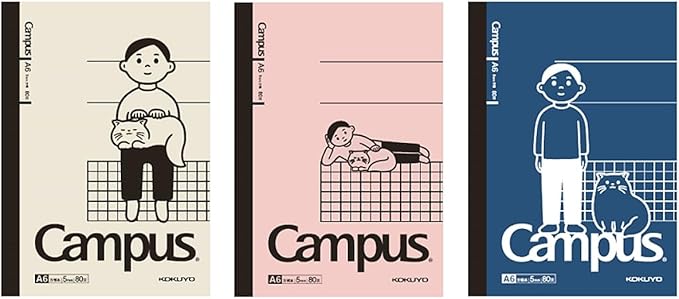 KOKUYO Composition Graph Notebook 3 Pack, A6 Campus 5x5 Grid Notebooks, 80 Sheets Notebook for School, Comp Book for Journal Planner Drawing Perfect for Women Study Note Taking, Noritake