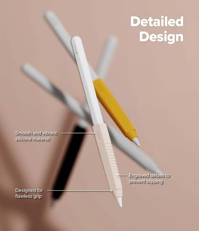 Ringke Silicone Drafting Grip Holder Compatible with Apple Pencil 2nd Generation, Apple Pencil USB-C and Apple Pencil Pro Case, Perfect Grip Silicone Protective Cover Sleeve Accessories - Pink Sand