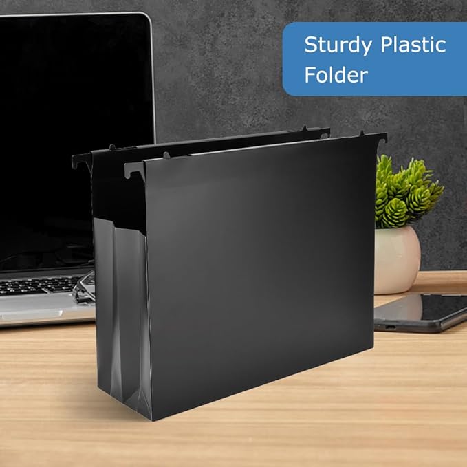 6 Packs Extra Capacity Plastic Hanging File Folders, 4" Expanding Hanging Accordian Folder with Retractable Hook, Hard-Hanging Folder Organizer for Office, Home, School