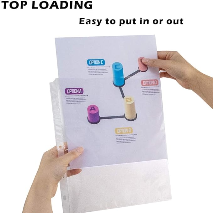 Sheet Protectors - 100 Sheets 4 mils Strong Extra Heavyweight Clear Top Load 8.5 x 11 Inch Highlight Transparent Acid-Free for 3 Ring Binder OS01100