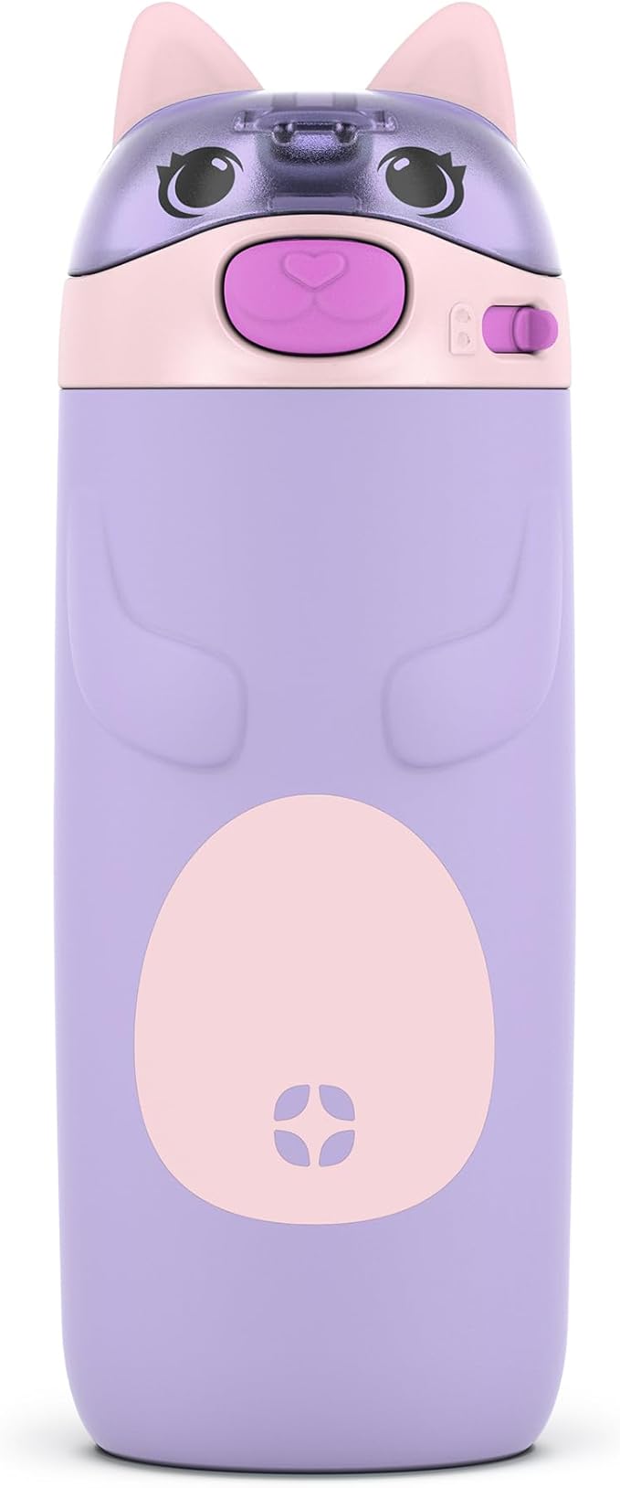 Ello Ellies 12oz Vacuum Insulated Stainless Steel Kids Water Bottle with Straw & Built-in Carrying Handle & Leak-Proof Locking Lid for School Backpack, Lunchbox and Outdoor Sports, Cat (Pack of 6)