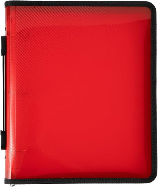 JAM PAPER Plastic Zipper 1.5 inch Binder - Red 3 Ring Binder - Sold Individually