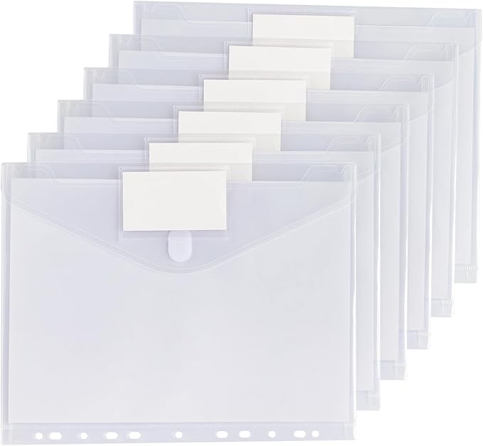 Tamaki 6 Pack Binder Pocket Organizer Binder Folders for 11 Ring, Letter Size, Poly Binder Pockets with Closure for School Supplies, Clear