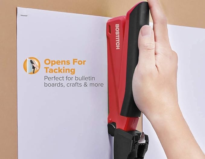 Bostitch Stapler - InPower, One Touch Heavy Duty Red Office Stapler with Built-in Staple Remover, 20 Sheet Capacity, 1260 Staples Included