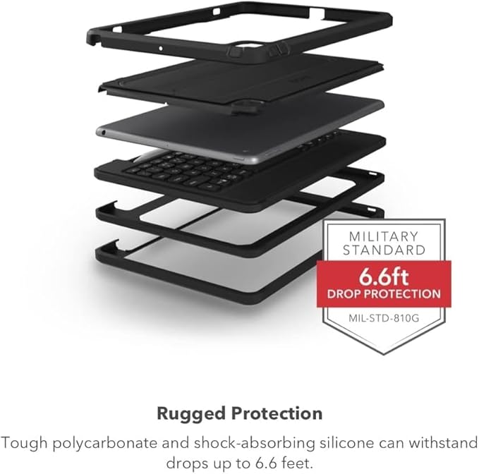 ZAGG Rugged Book iPad Pro 11-inch (M5)/ Pro 11-inch (M4) Keyboard Case - Durable Magnetic-Hinged, 6.6 Feet Drop Protection, Backlit Laptop-Style Keys, Multi-Device Pairing, Detachable Keyboard