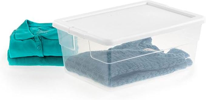 Sterilite? 16 Quart Basic Clear Storage Box with White Lid