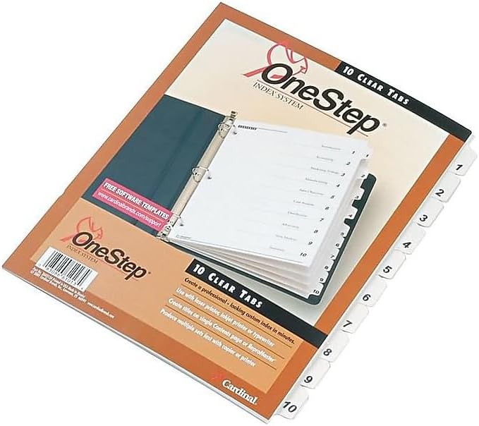 Cardinal OneStep Index System Numeric Paper Dividers, 10-Tab, White (CRD61013)