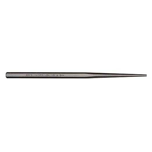 Mayhew Tools 22010 Line-Up Punch, 1/8-3mm" x 7-7/8", Black Oxide Finish