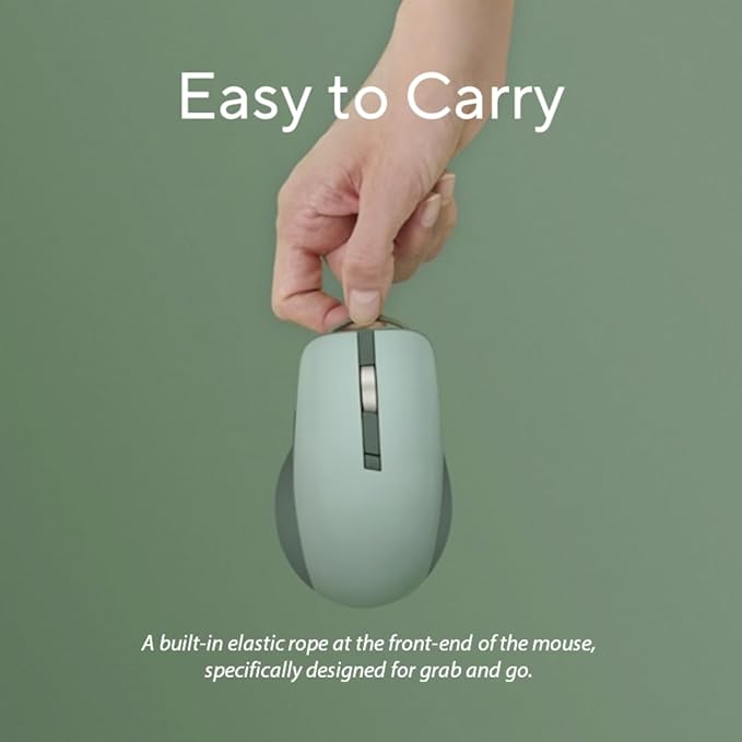 ASUS Wireless SmartO Mouse Silent Plus – Dual Mode (BT/2.4GHz), up to 3 Devices, Ergonomic, 4200 DPI, AA Battery Lasts up to 1 Year, Quiet Switches, Portable, for Productivity/Gaming - Green Tea Latte