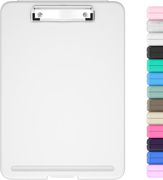 Hongri Clipboard with Storage, 8.5 x 11 Nursing Clip Board Foldable Storage for Nurses, Lawyers, Students, Classroom, Office, School, Size 13.4 x 9.4 X 0.9 in, White