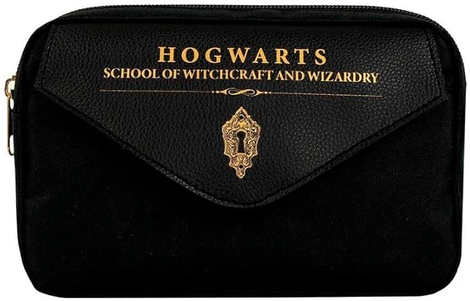 Harry Potter Hogwarts Pencil Case (One Size) (Black/Gold), Black/Gold, One Size