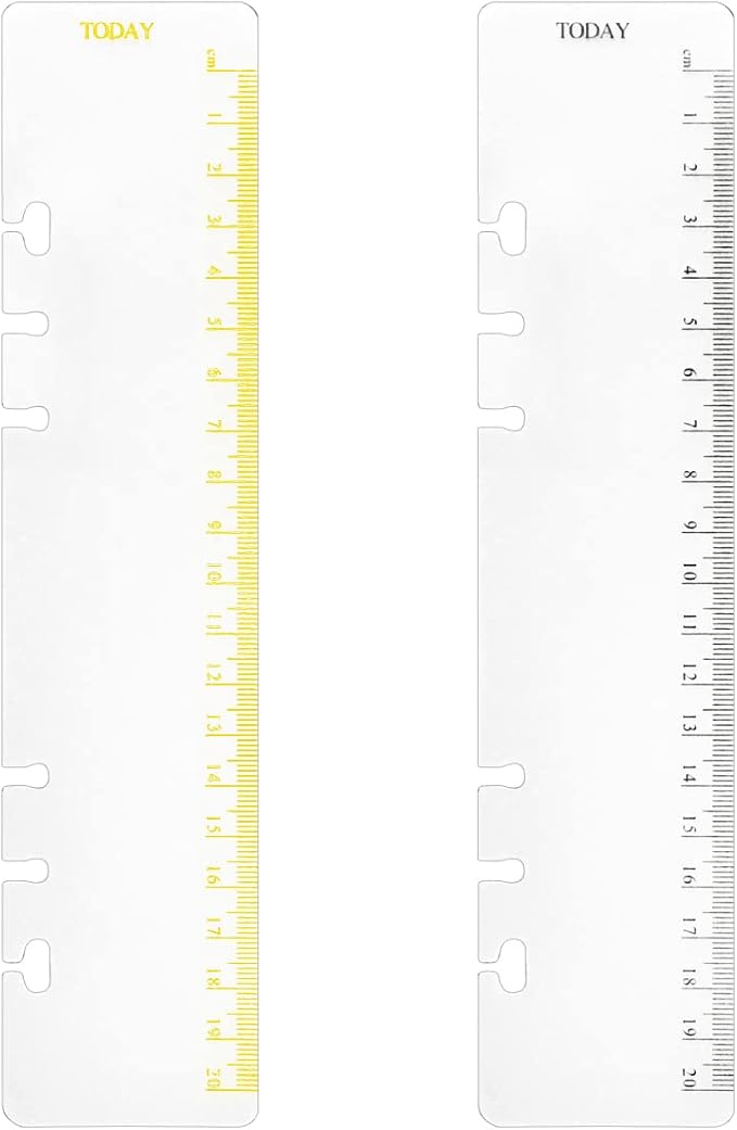 2 Pack A5 6 Holes Page Marker Ruler Plastic Binder Ruler Divider Ruler for Journal Magazine Notebook (GRuler, A5)