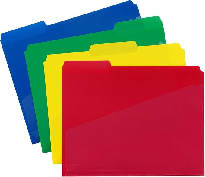 Smead Poly File Folder with Pockets, Folders for Documents, 1/3-Cut Tabs, File Folders Letter Size, Office Supplies, School Supplies, 48 Count, 10541