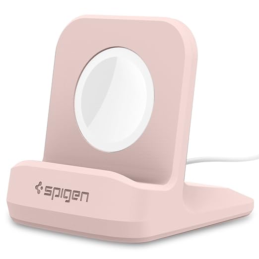 Spigen for Apple Watch Charger, S350 Stand Compatible with Ultra 3/2/1 49mm, Series 11/10 46/42mm, 9/8/7 45/41mm, SE3/SE2/SE/6/5/4 44/40mm, 3/2/1 42/38mm with Non-Slip Stable Base - Pink