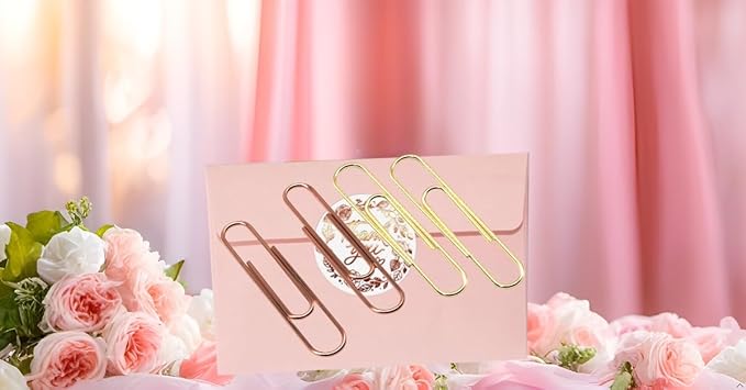 2 Inch Paper Clips-30 Pcs Large Metal Paperclips for Office & School Organization, Party/Wedding Decor, DIY - Gold & Rose Gold (U-Shaped)