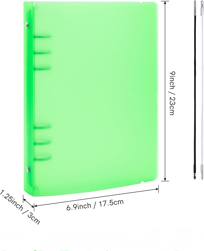 BAOFALI 2Pcs/Set A5 6 Ring Binder Cover Clean Transparent Soft PVC for Refillable Notebook Shell withMatte surfaceforStamp & Die Storage (Green)