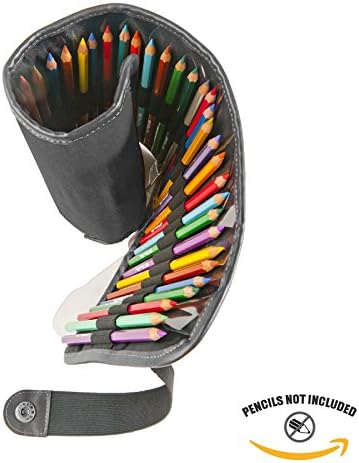 Speedball Art Products 359360 Canvas Pencil Case Roll-Up, Black W/Black Trim, Holds up to 36 Pencils