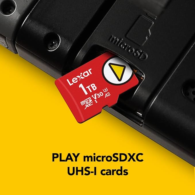 Lexar 1TB (2-Pack) Play Micro SD Card w/SD Adapter, UHS-I, C10, U3, V30, A2, Full HD, Up to 160/100 MB/s, Expanded Storage for Nintendo-Switch 1, Gaming, Smartphones, Tablets (LMSPLAY001T-B2ANU)