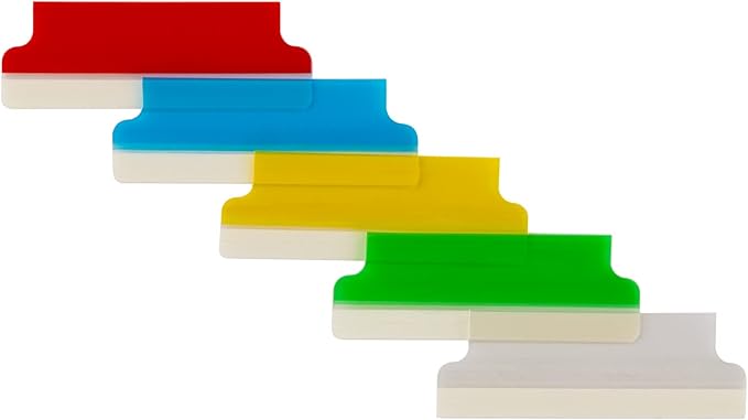 Avery Insertable Self-Adhesive Tabs with Printable Inserts, 2", Permanent Adhesive, Assorted (Blue, Clear, Green, Red and Yellow), Pack of 25 Index Tabs (16239)