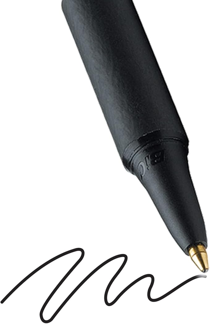 BIC Soft Feel Black Retractable Ballpoint Pens, Medium Point (1.0mm), 12-Count Pack, Black Pens With Soft-Touch Comfort Grip