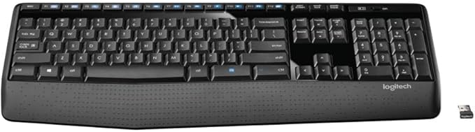Logitech K345 Wireless Keyboard - Full-Sized Keyboard with Palm Rest, 2.4 GHz Wireless USB Receiver - for PC, Laptop