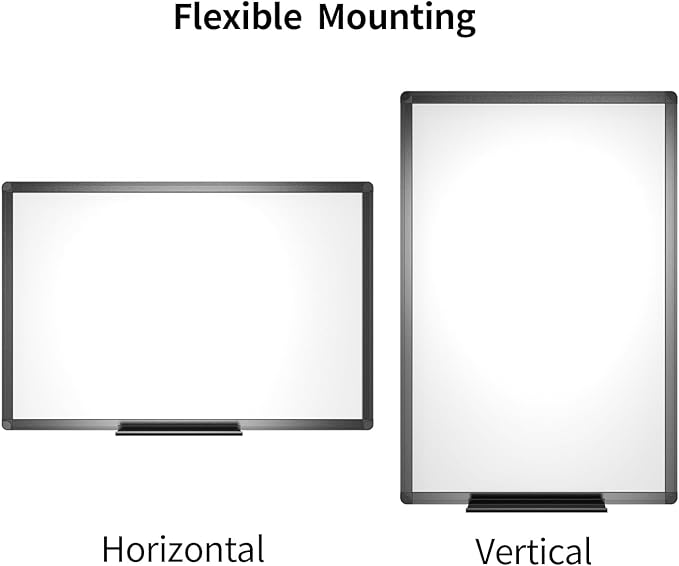 VIZ-PRO Magnetic Dry Erase White Board, 36 X 24 Inches, Black Aluminium Frame