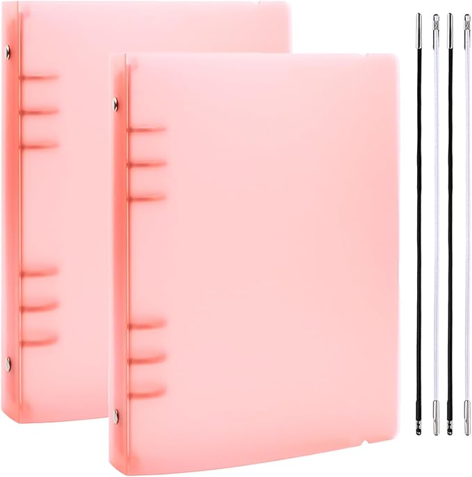 BAOFALI 2Pcs/Set A5 6 Ring Binder Cover Clean Transparent Soft PVC for Refillable Notebook Shell withMatte surfaceforStamp & Die Storage (Orange Color)